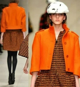 $ 1.795 Runway Burberry Prorsum 6 40 Mandarine Wolle Damen Cape Mantel Trench Jacke - Bild 1 von 12