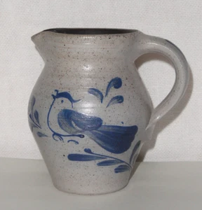 Rockdale Union Creamer ~ Salt Glazed ~ Blued Decorated Bird ~ sm Pitcher - Picture 1 of 9