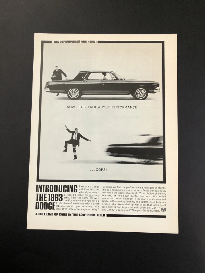 1963 DODGE 426 ORIGINAL VINTAGE PRINT AD ADVERTISEMENT PRINTED - Image 1 of 1