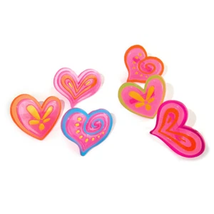 Valentine Pink Heart Rings Plastic Cup Cake Decorations 6 Pieces - Picture 1 of 1