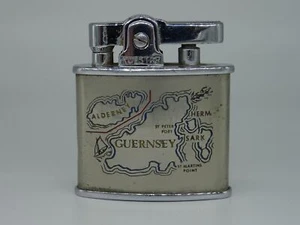 Vintage Rolstar ALDERNEY & GUERNSEY MAP Petrol Cigarette Lighter & Engraved Map - Picture 1 of 9