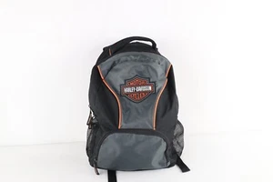 Vtg 90s Distressed Spell Out Harley Davidson Motorcycles Backpack Book Bag Black - Picture 1 of 9