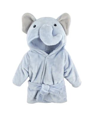 Albornoz de felpa para bebé Hudson talla 0-9 meses - azul claro/elefante - NUEVO Foto 1 de 4