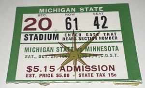 MSU Michigan State Minnesota Gophers College Football NCAA Ticket Stub 10/21/67 - Picture 1 of 2