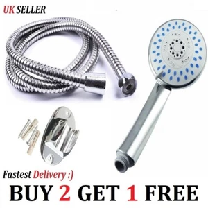 Shower Head And Hose Set Universal Avg. Pressure Chrome Water Saving Bath Mode - Picture 1 of 10