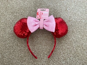 NEU mit Etikett Original Disney rot/rosa Pailletten Mickey Minnie Mouse Ohren Stirnband - Bild 1 von 4