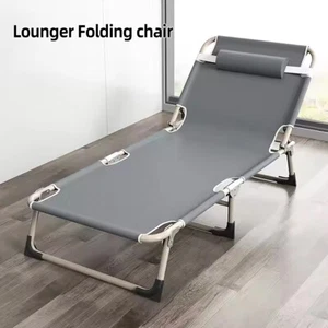 Sun Lounger Folding Recliner Chair Reclining Garden Outdoor Seat Bed 56*176cm UK - Picture 1 of 16