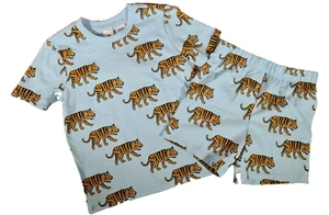 Nuevo con etiquetas Conjunto de pijama de verano elástico corto estampado de tigre azul marca Target para niños talla 6 - Imagen 1 de 2