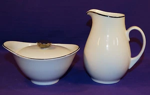 SYRACUSE CHINA "CHEVY CHASE" PATTERN CREAMER & SUGAR BOWL PLATINUM TRIM USA MCM - Picture 1 of 7