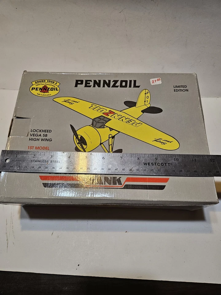 Banco de avión fundido a presión de colección Lockheed Vega 5B Pennzoil caja de ala alta edición limitada 11721☆ Foto 1 de 4
