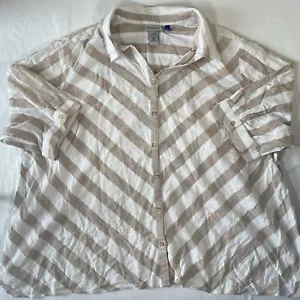 Catherines Womens Linen Blend SS Button Up Blouse Plus 3XWP - Picture 1 of 10