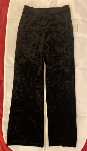 Pantalone Kay Celine nero velluto schiacciato gamba larga nuovo senza etichetta pull on donna taglia M