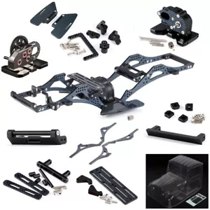Neu Glanz Kohlefaser Rahmen LCG Fahrwerkssatz mit Getriebekabine für 1/10 RC Raupen - Bild 1 von 50