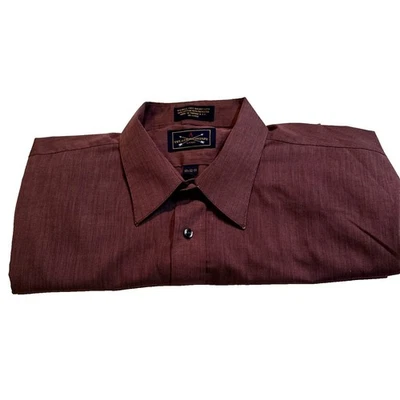 Arrow Company Wrinkle Free Broadcloth Men Dress Shirt Brown 16.5 32 33 - Image 1 of 4