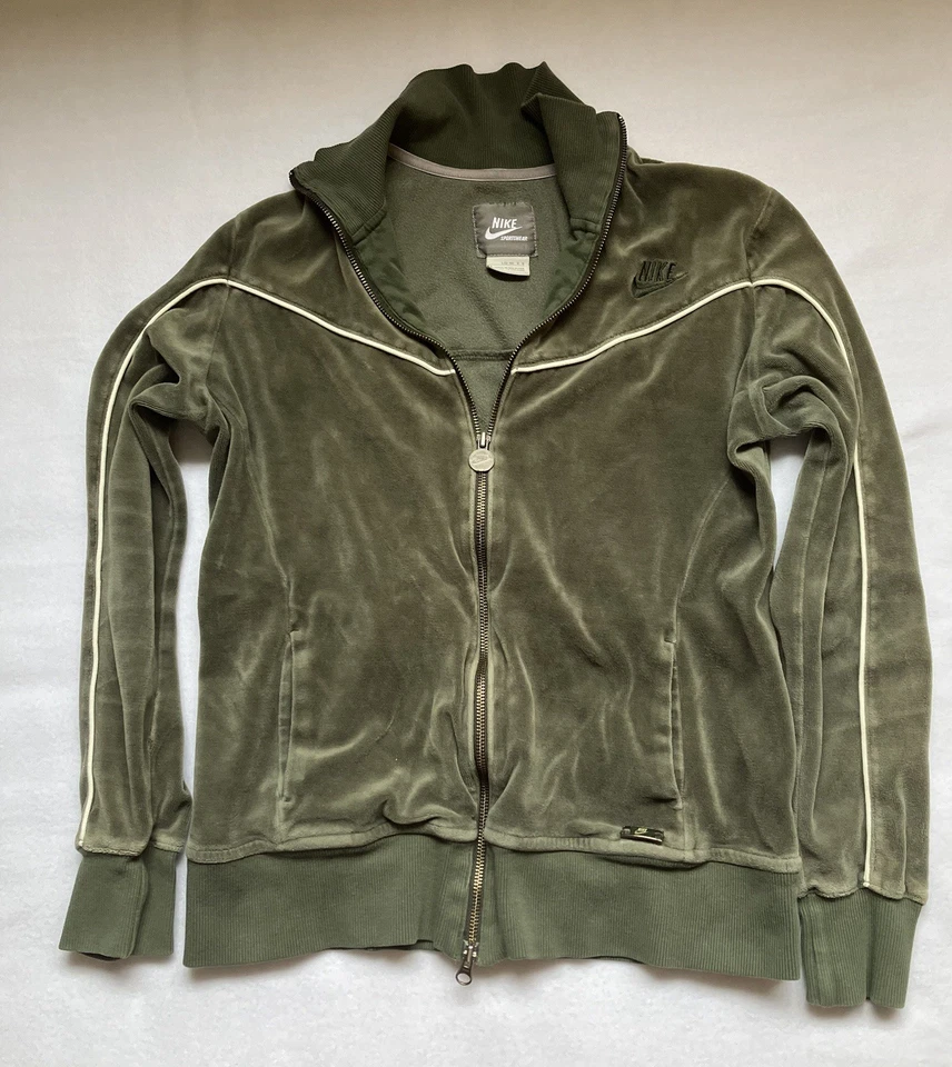 Chaqueta deportiva Nike verde terciopelo para mujer talla grande y2k  Foto 1 de 4