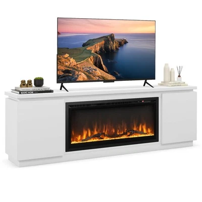 Fireplace TV Stand for TVs up to 80" w/ Electric Fireplace 3 Adjustable Shelves - Image 1 of 4