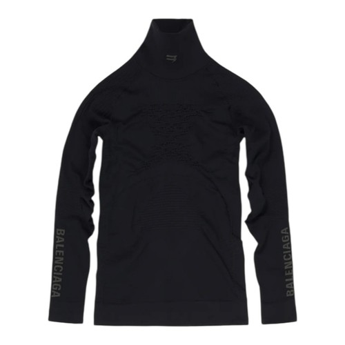 BALENCIAGA Top Uomo Sportivo B Collo Alto Sportivo Manica Lunga Nero Taglia M