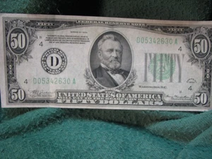 1934 $50 Federal Reserve Note Cleveland District NO Tears & NO Pinholes - Picture 1 of 6