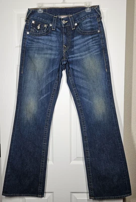 Pantalones de mezclilla True Religion Billy para hombre 32x32 azul corte bota hechos en EE. UU. bolsillos traseros con solapa Foto 1 de 4