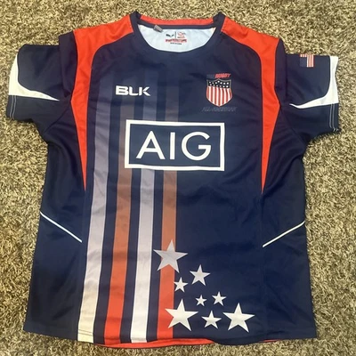 USA Rugby All American Home Jersey BLK Player Cut GPS XL AIG - Image 1 of 4