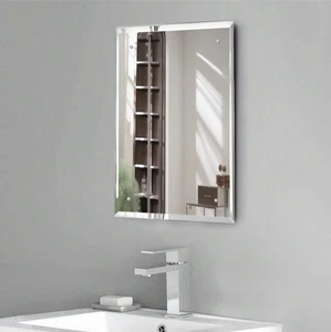 Rectangle Bathroom Mirror Frameless Bevelled Edge Portrait Landscape 50cm x 70cm - Picture 1 of 7