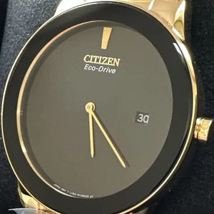 Citizen Eco-Drive Axiom Men's Black Dial Gold-Tone 40mm Watch AU1062-56E - Picture 1 of 24
