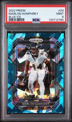 MARLON HUMPHREY 2022 Prizm Blue Cracked Ice #24 SSP /99 PSA 9 Ravens Low Pop - Image 1 of 2