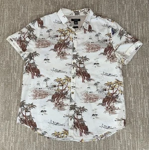 Structure Slim Fit Floral Button Up Mens Shirt Size XL Ivory Cream - Picture 1 of 6