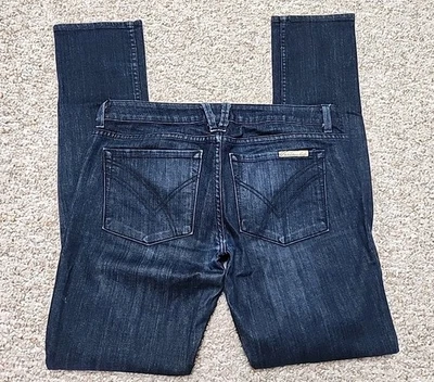 Pantalones de mezclilla William Rast 30 Jerri ultra ajustados grabados lavado oscuro para mujer EE. UU.  Foto 1 de 4