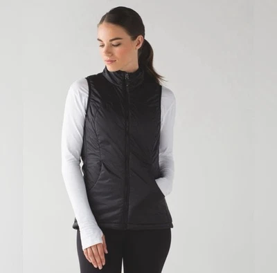 Chaleco Lululemon Mujer 6 Negro Puffer Acolchado Reversible Correr Senderismo Atletica Foto 1 de 4