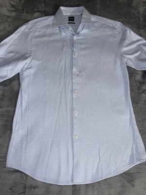Hugo Boss Slim Fit Dress Shirt Mens 42/16.5 Blue Longsleeve Button Down - Image 1 of 4