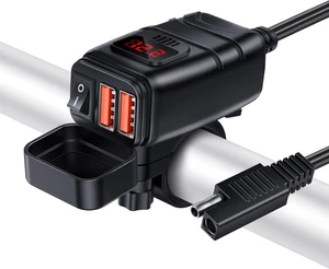 Chargeur USB moto double port avec charge rapide 3.0 et interrupteur marche/arrêt - Photo 1 sur 12