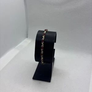 Ruby And Diamond Tennis Bracelet 10k 6.25g - Picture 1 of 3