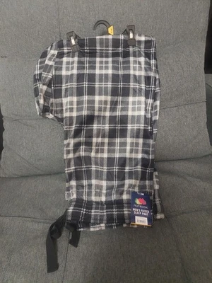 FRUIT OF THE LOOM 男式抓绒睡眠睡衣裤格子尺寸 L 或 XL 黑色/灰色 — 第 1/4 张图片