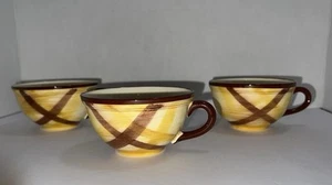 3 tazas de té VernonWare vintage organdie amarillo marrón - Imagen 1 de 13