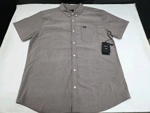 Neu mit Etikett RVCA kurzärmliges Slim Fit geknöpftes Herrenhemd Gr. XL braun #7916 - Bild 1 von 11