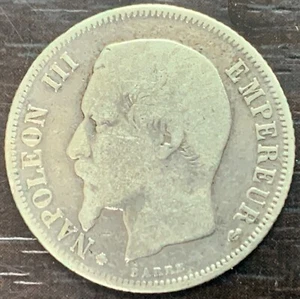 France - Napoleon III - 1 Franc Argent 1856 BB Strasbourg - Picture 1 of 2