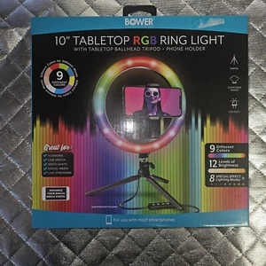 Bower 10" RGB Mobile Selfie Ring Light Studio Kit with Special Effects - Picture 1 of 4