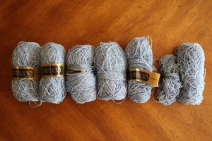 Nomotta Capriccio Blue Silver Metallic Sheep Wool Yarn Balls 20g Vintage Partial - Picture 1 of 14
