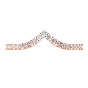 0,23 kt runder Hochzeit Braut Chevron V-Form Verlobungsring 14 Karat Roségold - Bild 1 von 11