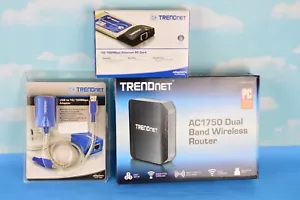 Trendnet AC1750 Dual Band Router & Ethernet PC Card & USB Adapter Cable Bundle - Picture 1 of 12