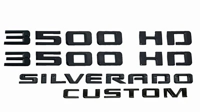 Juego para Silverado 3500HD 2019-23 emblema personalizado insignia de letras negro brillante Foto 1 de 4