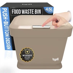 Kitchen Caddy 4.5 Litre Food Waste Compost Bin with Press Button Recycling UK - Picture 1 of 45