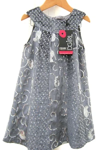 Domino Girl Silver Dress Grey Sequin Sleeveless Velour Party Size 3 -4 Years NEW - Picture 1 of 6