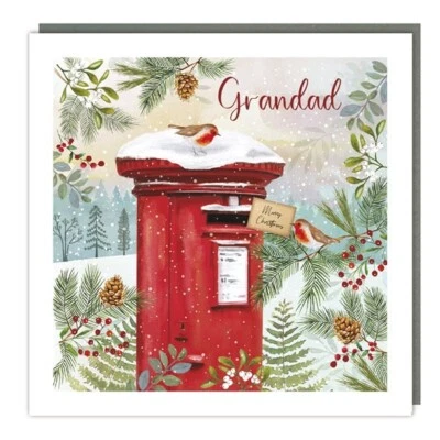 TRACKS PUBLISHING Grandad Christmas Card, Traditional Robin Design, Quality Greeting Card 6 X 6"