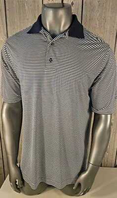 FootJoy Polo Shirt Golf Mens Large Blue Striped Ridgewood Country Club Waco TX - Image 1 of 4