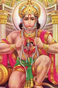 Shri Hanuman•El Dios Mono, Comandante del Ejército Mono POSTAL HINDÚ - Imagen 1 de 1