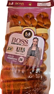 Bobbi Boss Pre-Stretched Braid King Tips 3X 28" Orange / G.Orange 3 Pack - Picture 1 of 4