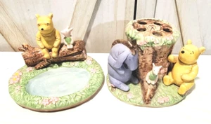 DISNEY CLASSIC WINNIE THE POOH CERÁMICA PINTADO A MANO CEPILLO DE DIENTES Y SOPORTE DE JABÓN - Imagen 1 de 9