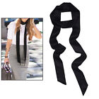 Women Art Scarf Solid Color  Twill Ribbon Tied Bag Handle Silk Scarf Hair Bow
